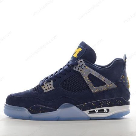 Herren/Dam Nike Air Jordan 4 Retro ‘Mörkblå Gyllene Vit’ Skor 1036660